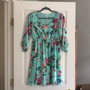 Pink Blush Mint Floral Dress